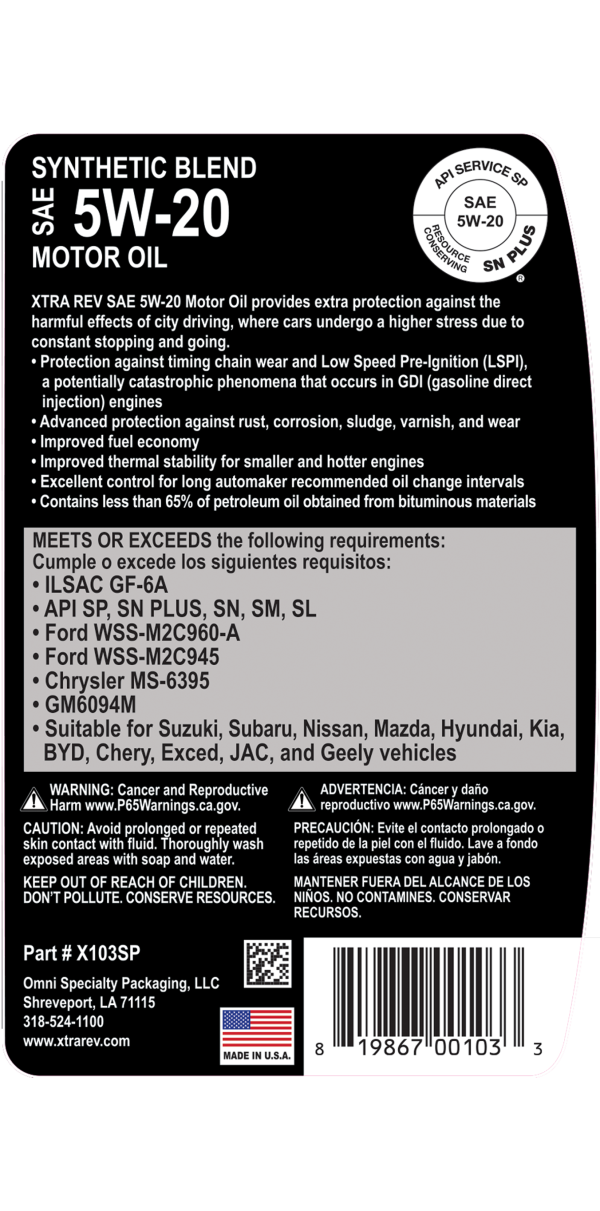Synthetic Blend SAE 5W-20 SP/GF-6 - Image 4