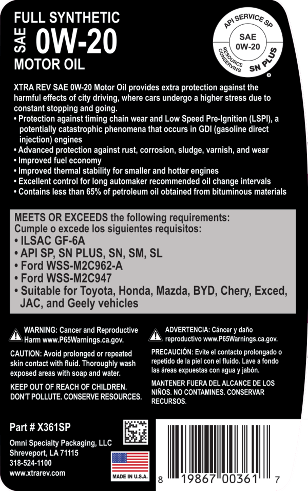 Full Synthetic SAE 0W-20 SP/GF-6 - Image 4