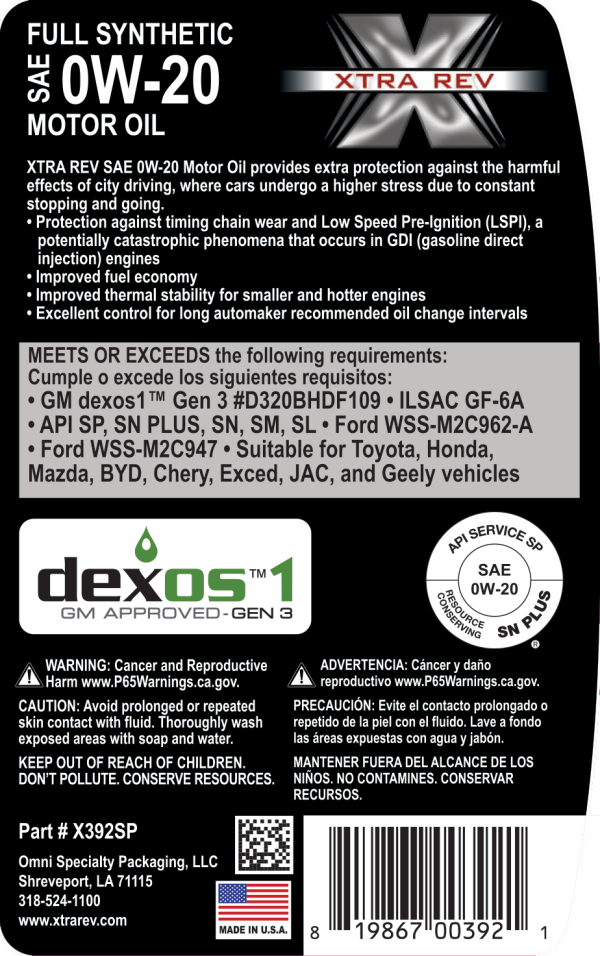 Full Synthetic dexos SAE 0W-20 SP/GF-6 - Image 4