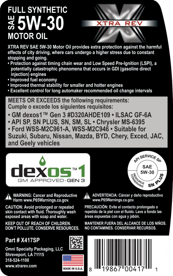 Full Synthetic dexos SAE 5W-30 SP/GF-6 - Image 4